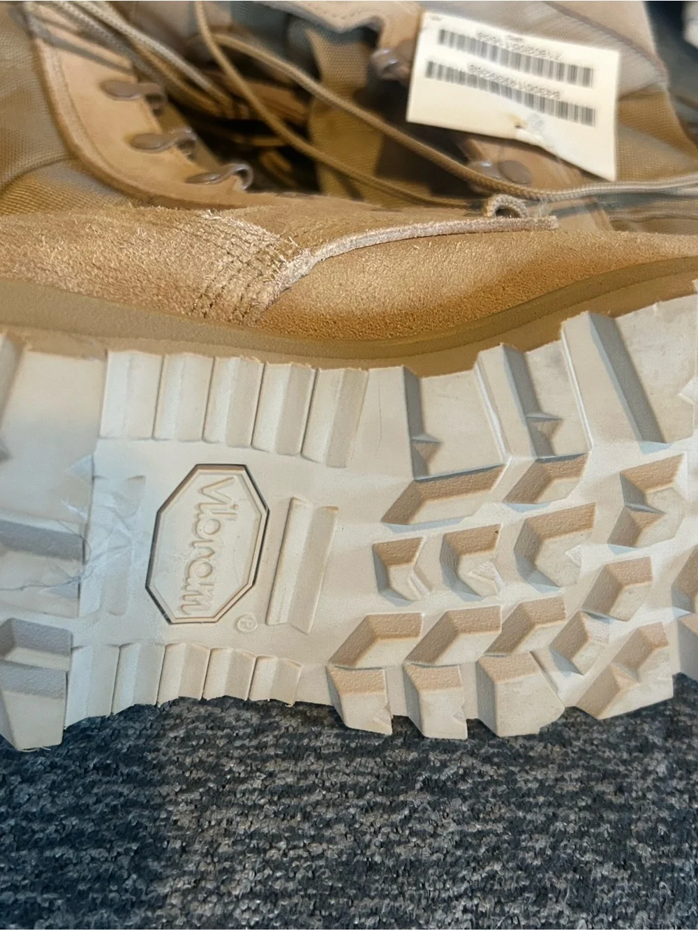 Vibram Mondo PT 8430 UFCW Men's Size 8 R Military Boots Steel Toe Tan Vibram New